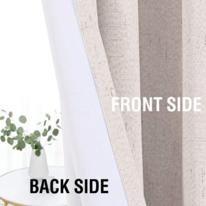 H.VERSAILTEX Linen Look 100% Blackout Curtains 45 Inches Long for Bedroom Full Light Blocking Rod Pocket Linen Textured Thick Window Curtain Drapes with White Backing, Ivory, 2 Panels