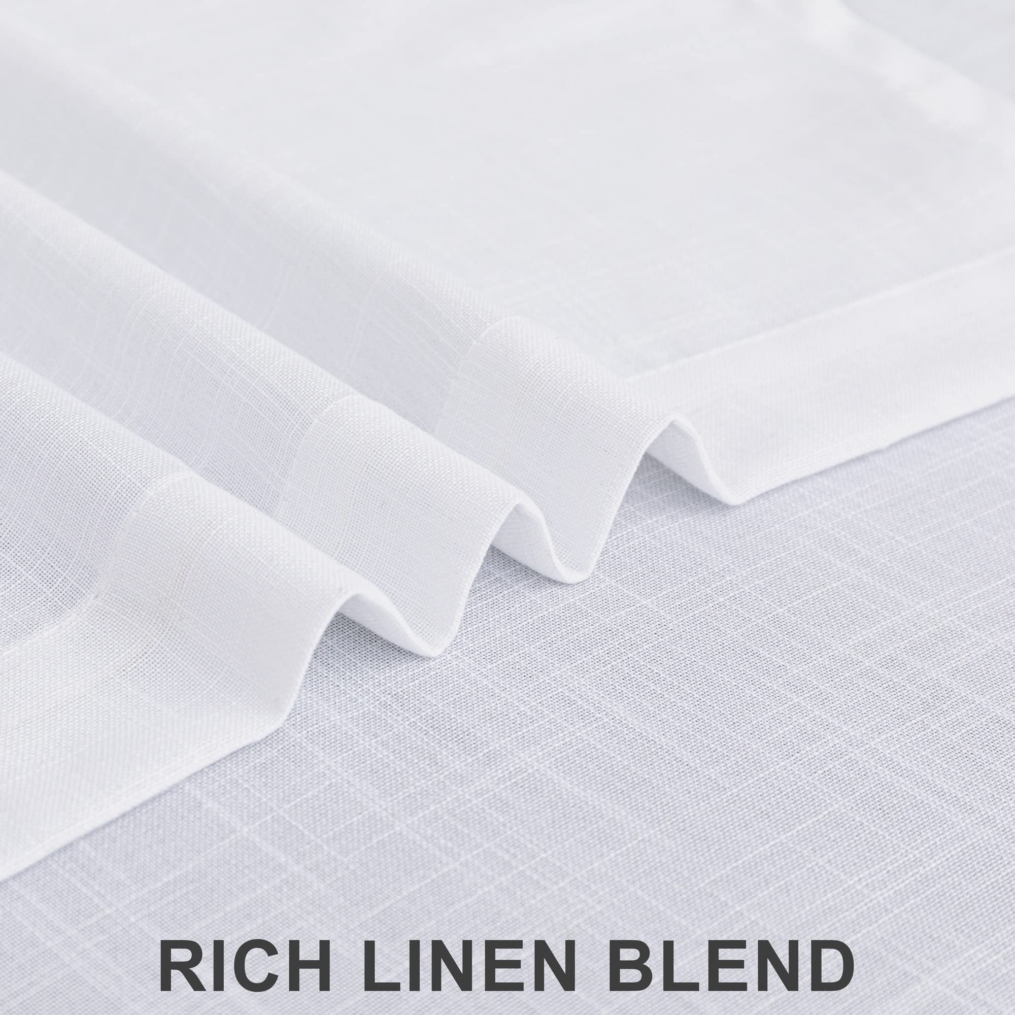 White Kitchen Cafe Curtains 24 Inch Length for Small Window Treatments 2 Panels Set Back Tab Pocket Top Tier Curtains Semi Sheer Linen Short Bathroom Curtains for Closet Door Coverings 30x24 Long