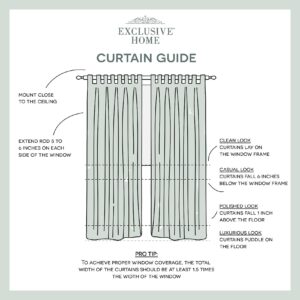 Exclusive Home Cabana Solid Indoor/Outdoor Light Filtering Hook-and-Loop Tab Top Curtain Panel Pair, 54"x84", Winter White