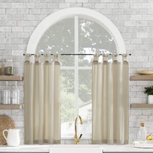 archaeo washed cotton small window twist tab cafe curtains, 52" x 45", oatmeal