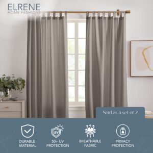 Elrene Home Fashions Rhodes Solid Indoor/Outdoor Window-Curtain Set, 2 Panels, 52 inches X 84 inches, Gray