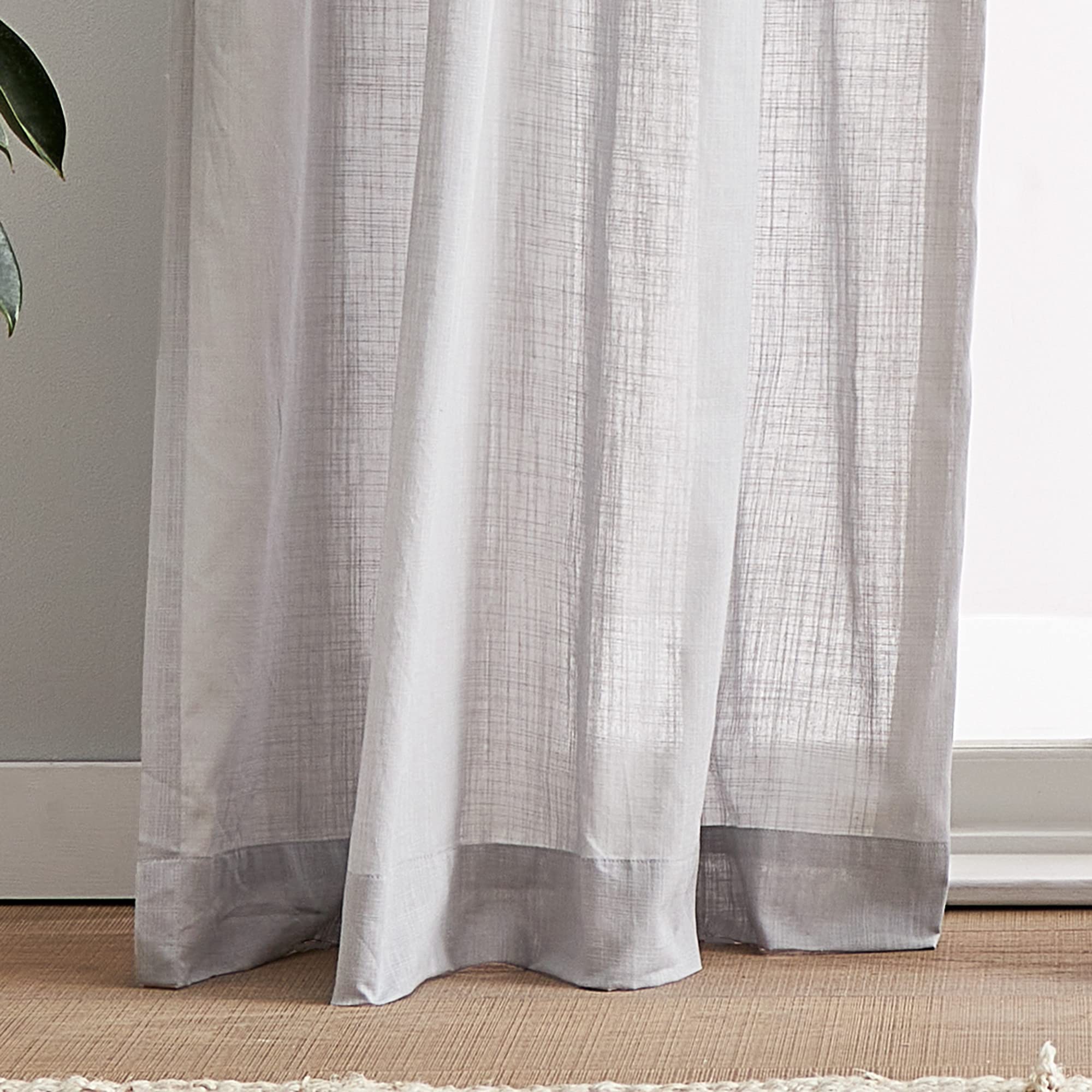 Peri Home Sheer Cotton Tie Tab Window Curtain Panel Pair, 84", Silver