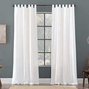 Archaeo Linen Cotton Blend Tab Top Curtain, 50" x 84", White