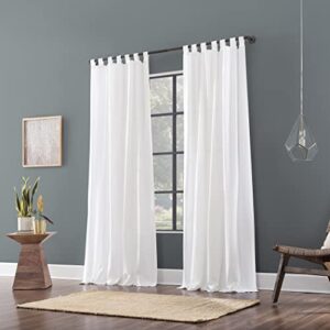 Archaeo Linen Cotton Blend Tab Top Curtain, 50" x 84", White