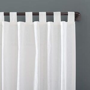 Archaeo Linen Cotton Blend Tab Top Curtain, 50" x 84", White