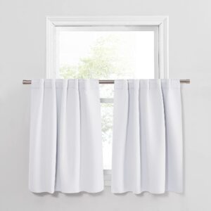 pony dance short window curtains 36 - kitchen tiers valances light filter rod pocket back tab drapes blinds match with panels, 42 w x 36 in l, pure white, 2 pieces