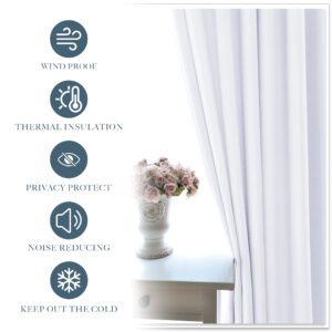 PONY DANCE Short Window Curtains 36 - Kitchen Tiers Valances Light Filter Rod Pocket Back Tab Drapes Blinds Match with Panels, 42 W x 36 in L, Pure White, 2 Pieces