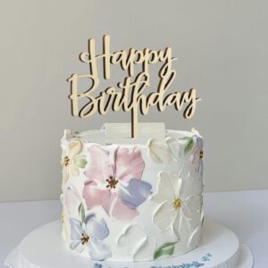 CC TOWN Wooden Happy Birthday Cake Toppers, Birthday Party Decoration Supplies, Premium Quality Decoration(Design 02)