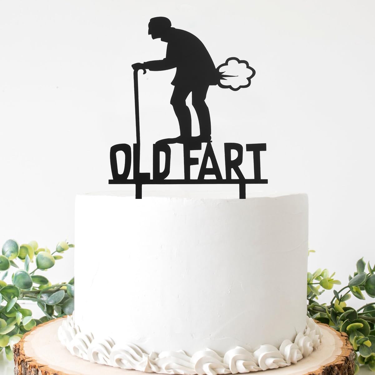 Old Birthday Cake Topper Humor Old Man Old Woman, Humor Old Man Old Woman Acrylic Happy Birthday Cake Topper, Humor Old Man Old Woman decoration ideas, Black acrylic cake decoration.