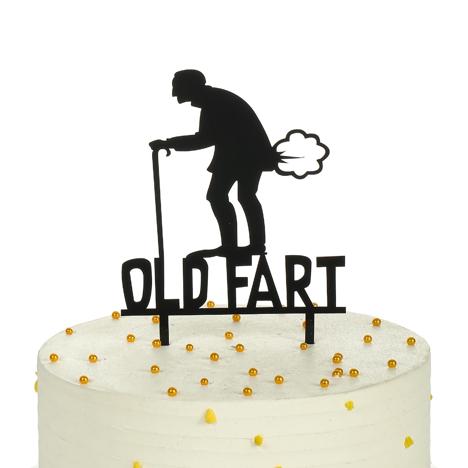 Old Birthday Cake Topper Humor Old Man Old Woman, Humor Old Man Old Woman Acrylic Happy Birthday Cake Topper, Humor Old Man Old Woman decoration ideas, Black acrylic cake decoration.