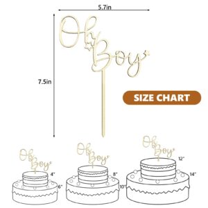 CC TOWN Oh Boy Cake Topper -Wooden Oh Boy Cake topper, Baby Shower, Gender Reveal, It's a Boy Party Cake Decorations Supplies