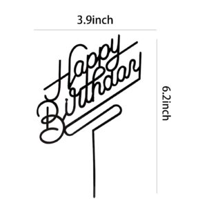 Happy Birthday Cake Topper Acrylic cake Toppers Birthday Party Decorations Cupcake Toppers Decorations (Black)