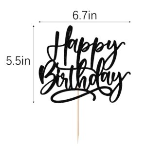 bejotaa Glitter Happy Birthday Cake Topper, Anniversary Celebration Party Decoration, Birthday Cake Party Decoration Supplies (black)