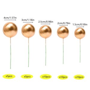 Goensjt 40 PCS Gold Cake Topper, Foam Ball DIY Cake Insert Toppers for Birthday, Baby Shower, Wedding, Anniversary, and More