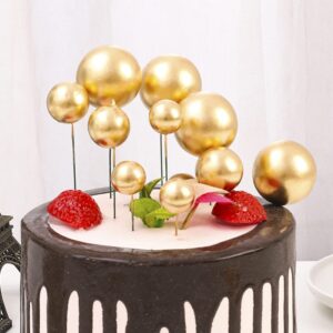 Goensjt 40 PCS Gold Cake Topper, Foam Ball DIY Cake Insert Toppers for Birthday, Baby Shower, Wedding, Anniversary, and More