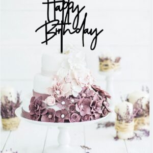 DIY Happy birthday Cake Topper Black Acrylic