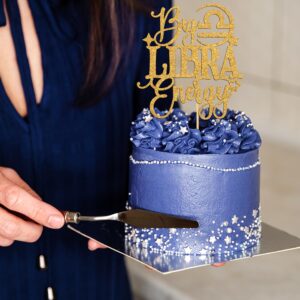 Big Libra Energy Cake Topper, Happy Birthday Libra in September/October, Libra Season, 12 Zodiac Constellation Theme Birthday Party Decoration Supplies, Gold Glitter