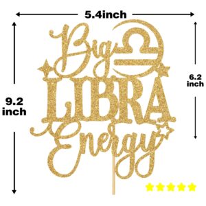 Big Libra Energy Cake Topper, Happy Birthday Libra in September/October, Libra Season, 12 Zodiac Constellation Theme Birthday Party Decoration Supplies, Gold Glitter