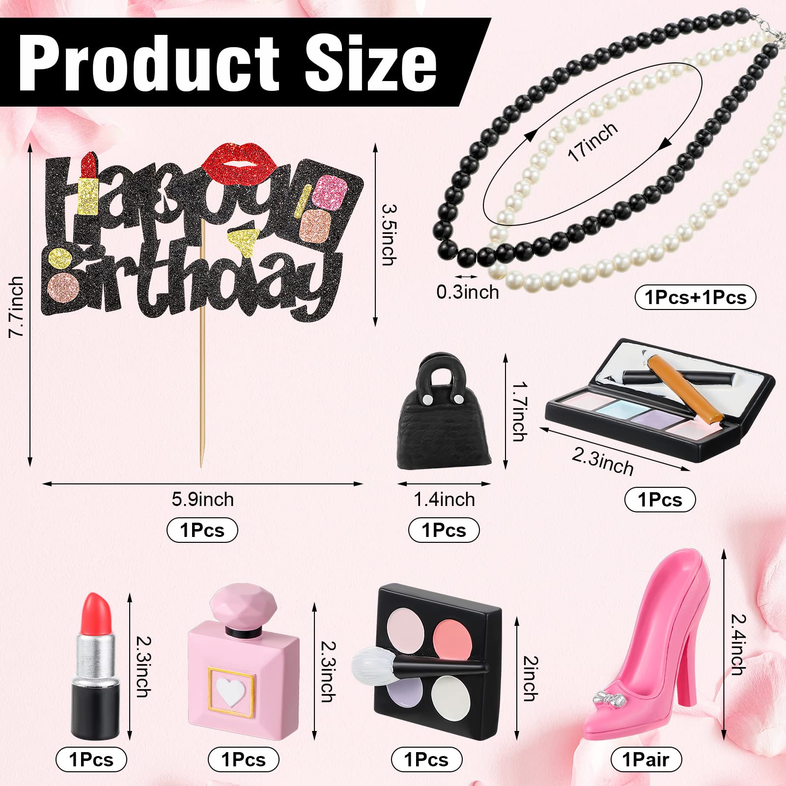 10 Pcs Makeup Cake Topper Cosmetics Birthday Makeup Cake Decorations 3D Resin Bridal Shower Cake Topper Lipstick Perfume Eye Shadow Blush Spa Theme Party Supplies for Girls Women Makeup Birthday Party