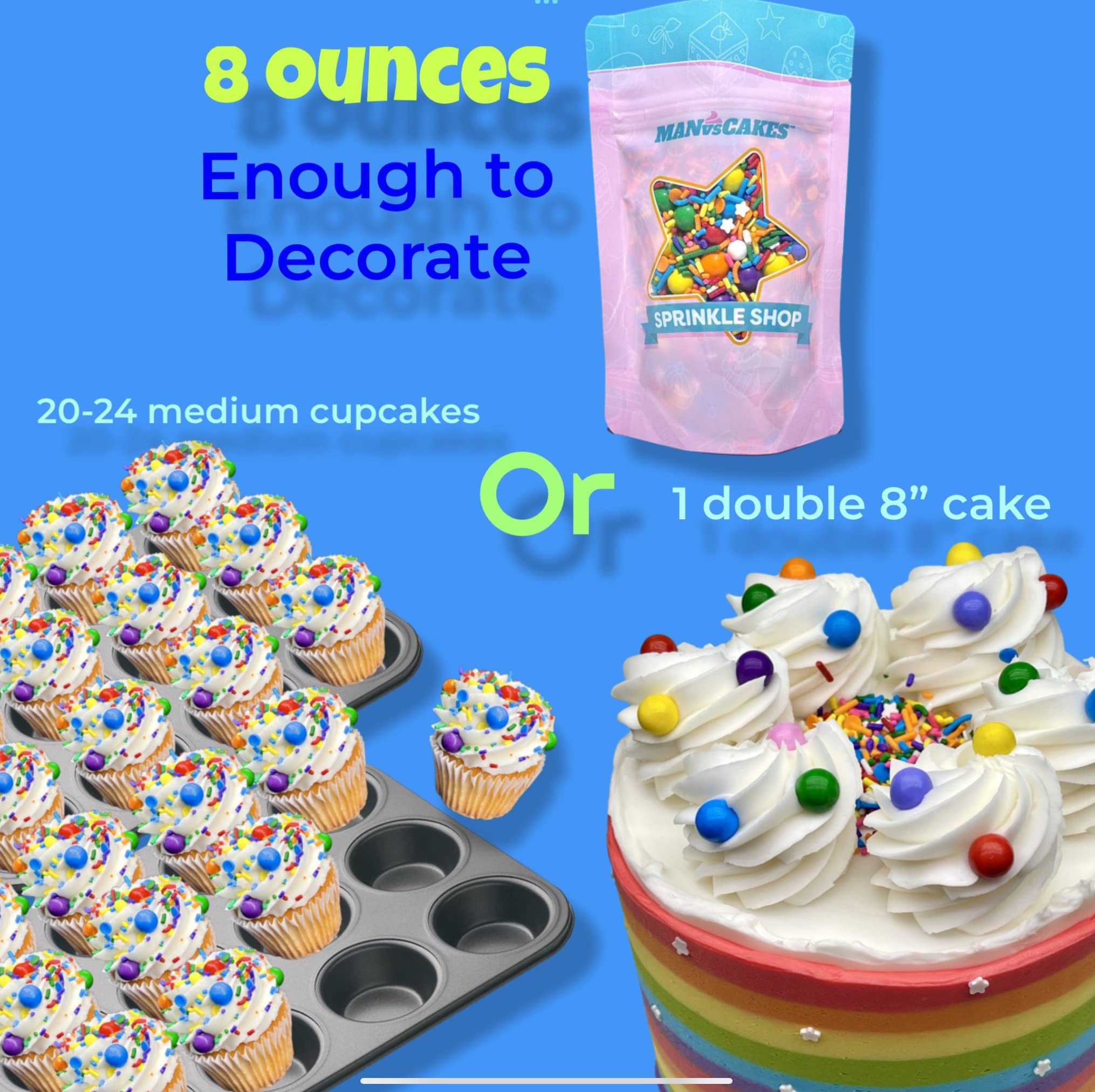 Sprinkles | 8 oz | Gold sugars | Manvscakes | Star sugar