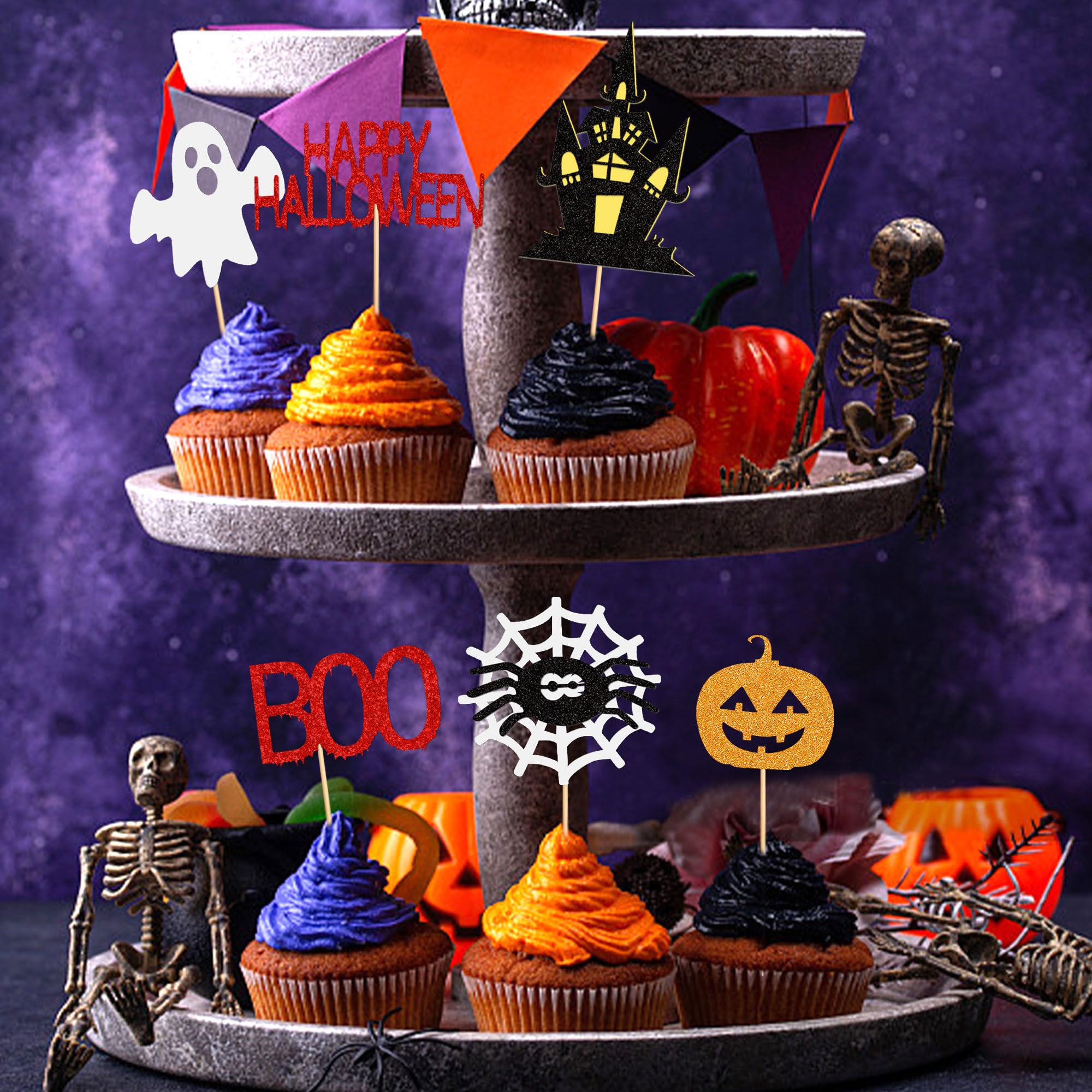 33 pcs Halloween Cake Topper Cupcake topper Haunted House Cake Topper Halloween Cake Decoration Ghost Cake Decoration Pumpkin Cupcake Decoration for Wizard Party Ghost Party Spider Party (33 pcs)