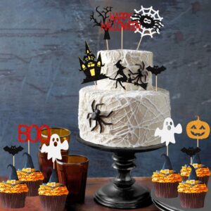 33 pcs Halloween Cake Topper Cupcake topper Haunted House Cake Topper Halloween Cake Decoration Ghost Cake Decoration Pumpkin Cupcake Decoration for Wizard Party Ghost Party Spider Party (33 pcs)