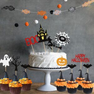 33 pcs Halloween Cake Topper Cupcake topper Haunted House Cake Topper Halloween Cake Decoration Ghost Cake Decoration Pumpkin Cupcake Decoration for Wizard Party Ghost Party Spider Party (33 pcs)