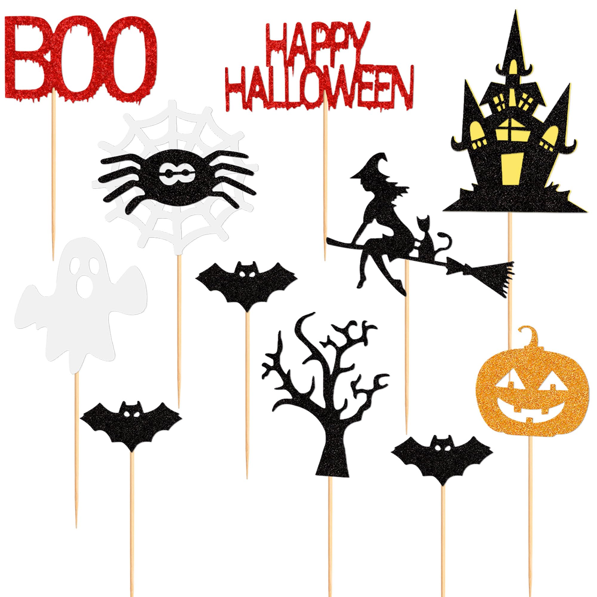 33 pcs Halloween Cake Topper Cupcake topper Haunted House Cake Topper Halloween Cake Decoration Ghost Cake Decoration Pumpkin Cupcake Decoration for Wizard Party Ghost Party Spider Party (33 pcs)