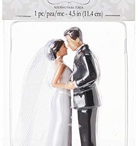 Amscan Elegant Bride & Groom Wedding Cake Plastic Topper with White Mesh Veil - 4.5", 1 Piece | Perfect for Engagement Parties, Bridal Showers & Anniversaries