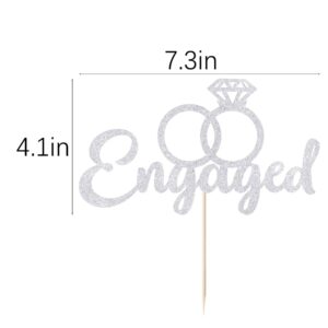 AROKIPPRY Engaged Cake Topper Wedding Cake Toppers, Engagement, Wedding Reception, Wedding Cake Decoration (silver)