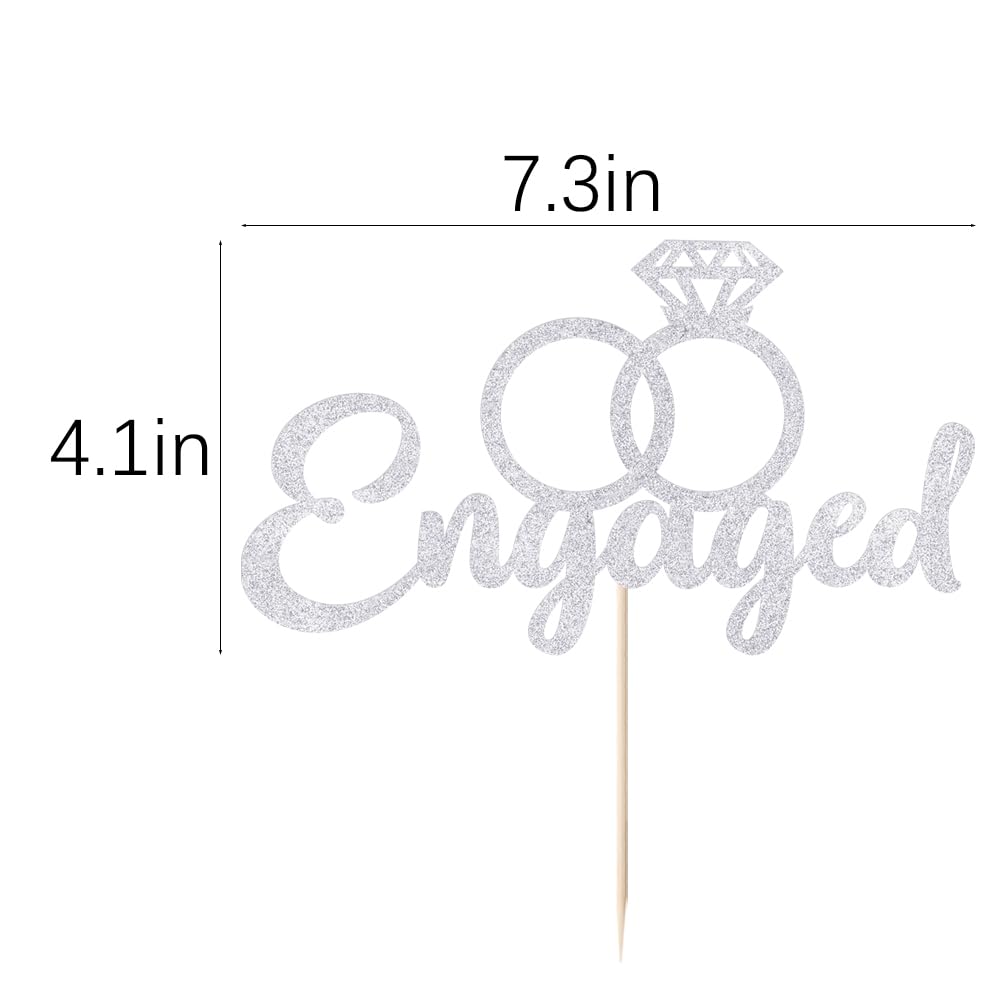 AROKIPPRY Engaged Cake Topper Wedding Cake Toppers, Engagement, Wedding Reception, Wedding Cake Decoration (silver)