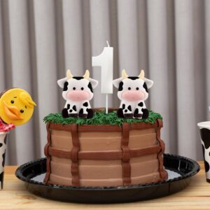 Pinkunn 23 Pcs Cow Cake Topper Farm Cake Decor Cow Cake Decorations with Cow Miniature Figurines Animal Birthday Party for Cow Theme Baby Shower Boys Girls Birthday Party Cake Decorations Supplies