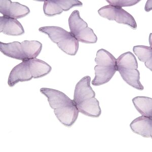 GEORLD Edible Wafer Paper Butterflies Set of 48 Purple Cake Decorations, Cupcake Topper