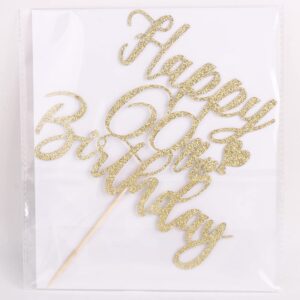 YUINYO 60th Handmade Glitter happy birthday Cake Topper, Cheers to 60th birthday Cake Bunting Decor,Birthday Party Decoration Supplies (Gold)