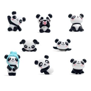 Cemtetnech panda cake topper set cute panda figures Cute Panda Characters Toys Mini Figure Collection Playset for panda theme party supplies（13pcs）