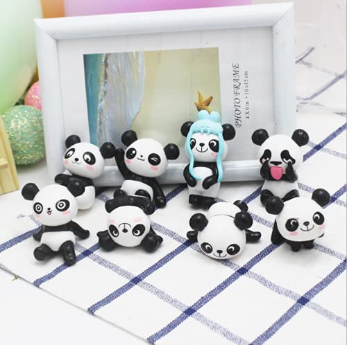 Cemtetnech panda cake topper set cute panda figures Cute Panda Characters Toys Mini Figure Collection Playset for panda theme party supplies（13pcs）