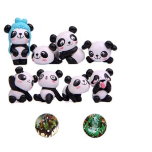 Cemtetnech panda cake topper set cute panda figures Cute Panda Characters Toys Mini Figure Collection Playset for panda theme party supplies（13pcs）