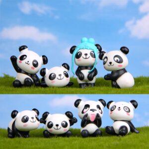 Cemtetnech panda cake topper set cute panda figures Cute Panda Characters Toys Mini Figure Collection Playset for panda theme party supplies（13pcs）