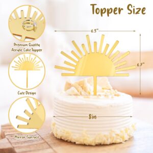 Huray Rayho Sun Acrylic Cake Topper Boho Theme Mirror Cake Topper for Photo Booth Props You Are My Sunshine Birthday Party Supplies First Trip Around the Sun Party Decoration