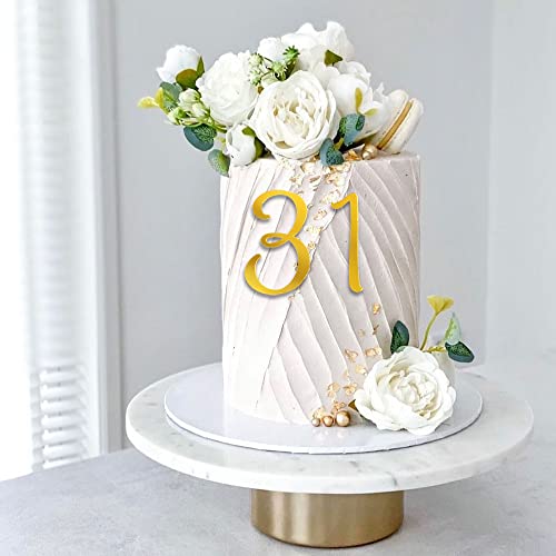 Acrylic Number Cake Topper DIY Cupcake Toppers with 0-9 Numbers Mirrored Gold Picks for Wedding Cake Decorations Happy Birthday Baby Shower Party Supplies (Style1, Gold Number)