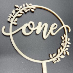 Wooden Gold One 1st Cake Topper New Borth Age Happy Birthday Cake Decorations First Anniversary Double Face