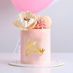 Oh Baby Cake Topper Mirror Gold Acrylic Cake Topper Oh Baby Sign Cake Toppers Oh Baby Baby Shower Decorations Cake Decorating Supplies Kit Boys Girls Birthday Cake Decorations Birthday Party Supplies