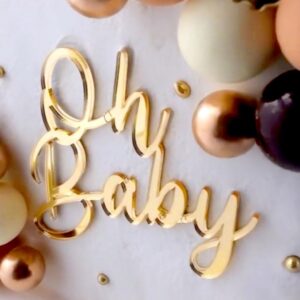 Oh Baby Cake Topper Mirror Gold Acrylic Cake Topper Oh Baby Sign Cake Toppers Oh Baby Baby Shower Decorations Cake Decorating Supplies Kit Boys Girls Birthday Cake Decorations Birthday Party Supplies