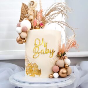 Oh Baby Cake Topper Mirror Gold Acrylic Cake Topper Oh Baby Sign Cake Toppers Oh Baby Baby Shower Decorations Cake Decorating Supplies Kit Boys Girls Birthday Cake Decorations Birthday Party Supplies