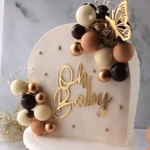 YXCute Oh Baby Cake Topper for Baby Shower Acrylic Gold Oh Baby Wedding Birthday Cake Topper for Gender Reveal Baby Birthday Party Cake Decorations Party Supplies