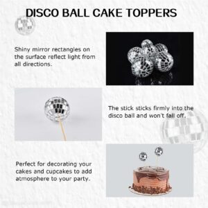 JOERSH 23pcs Disco Ball Cupcake Toppers Happy Birthday Cake Topper - 1970s Disco Ball Cake Picks Disco Theme Cake Decorations for Disco Theme Party 70s Disco Party Favor