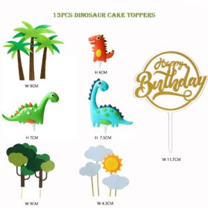 13PCS 3D Dinosaur Cake Topper Cupcake Topper Cake Decorations for kids Birthday Baby Showr Party Supplies