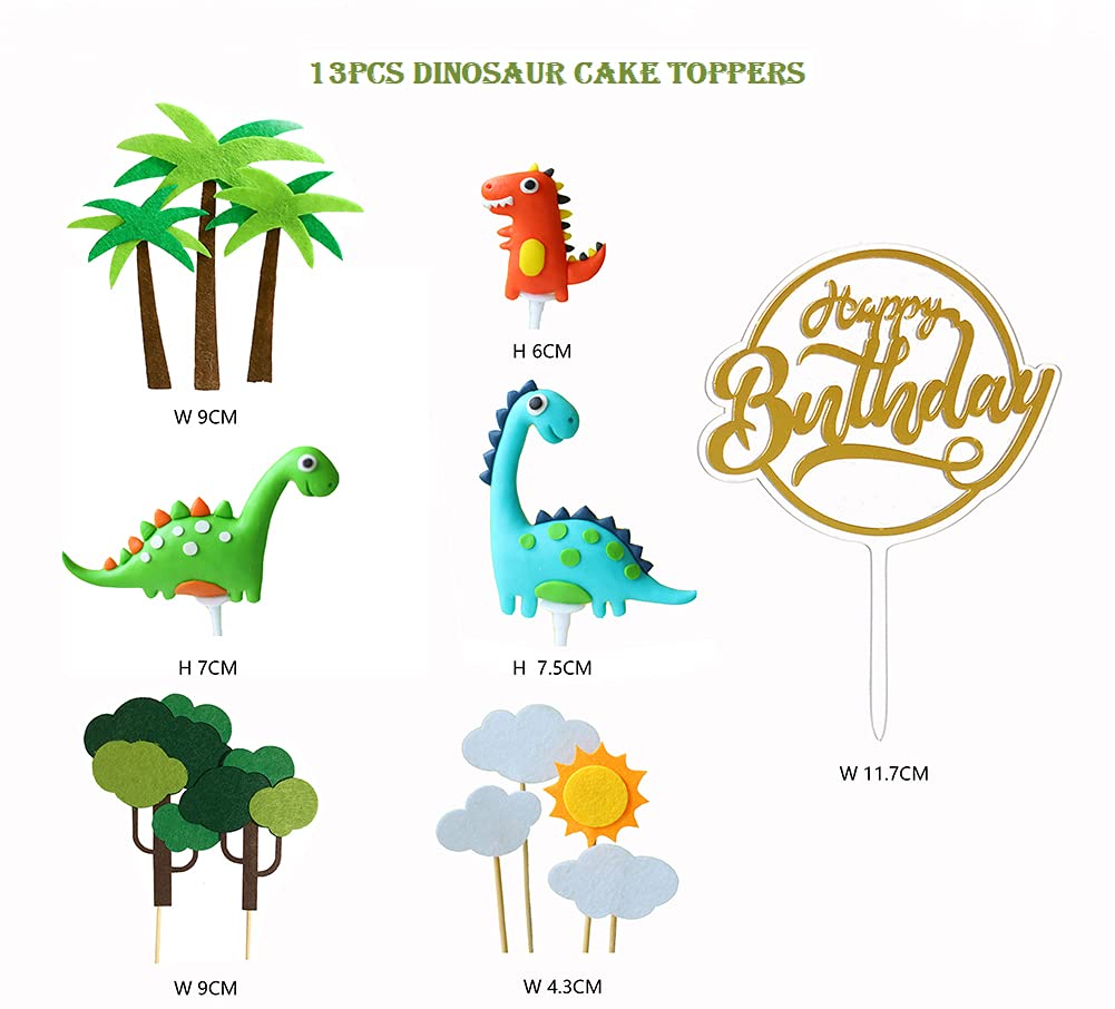 13PCS 3D Dinosaur Cake Topper Cupcake Topper Cake Decorations for kids Birthday Baby Showr Party Supplies