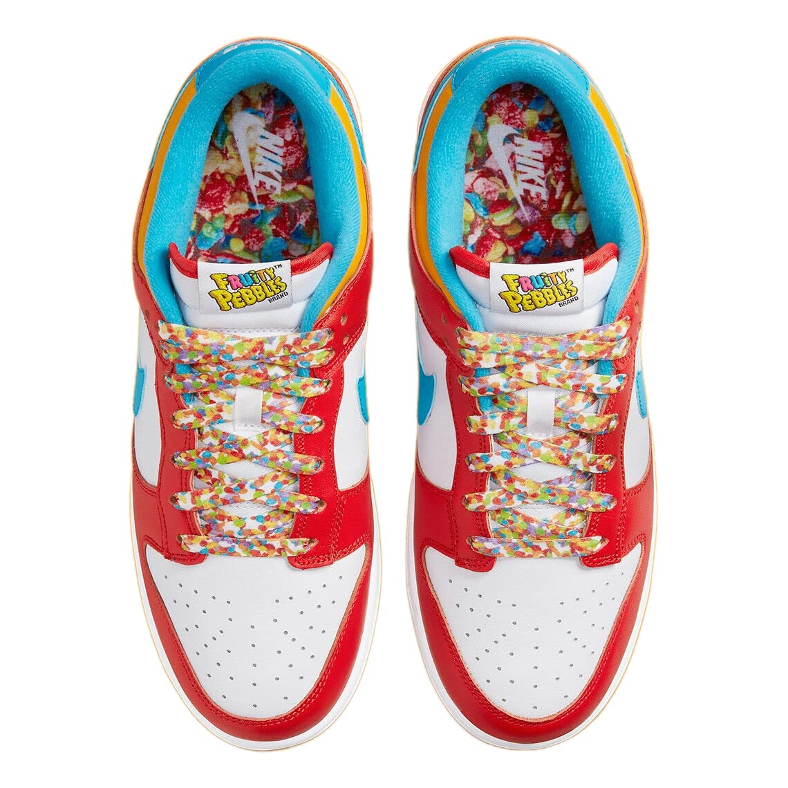 Nike Mens Dunk Low DH8009 600''Lebron James - Fruity Pebbles - Size 11, White/Red/Blue/Yellow