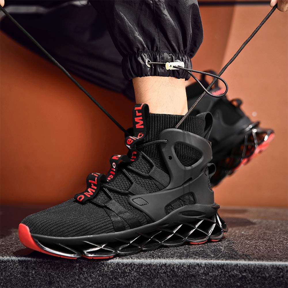 Hello MrLin Men's Running Shoes Non Slip Athletic Tennis Walking Blade Type Sneakers Hip Hop Black